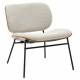 Fauteuil Serge Signature Assise de Salon Structure Bois et Acier Siège Tissu Ecru 62x65x68cm