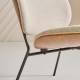 Fauteuil Serge Signature Assise de Salon Structure Bois et Acier Siège Tissu Ecru 62x65x68cm