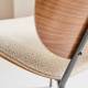Fauteuil Serge Signature Assise de Salon Structure Bois et Acier Siège Tissu Ecru 62x65x68cm