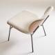 Fauteuil Serge Signature Assise de Salon Structure Bois et Acier Siège Tissu Ecru 62x65x68cm