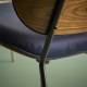 Fauteuil Serge Signature Assise de Salon Structure Bois et Acier Siège Tissu Velours Bleu 62x65x68cm