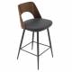 Chaise de Comptoir Austin Signature Assise Haute Art Déco Vintage Siège de Bar en Bois Acier et Vinyle 44,5x47x89,5cm