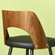 Chaise de Comptoir Austin Signature Assise Haute Art Déco Vintage Siège de Bar en Bois Acier et Vinyle 44,5x47x89,5cm