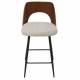Chaise de Comptoir Austin Signature Assise Haute Art Déco Vintage Siège de Bar en Bois Acier et Tissu Beige 44,5x47x89,5cm