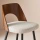 Chaise de Comptoir Austin Signature Assise Haute Art Déco Vintage Siège de Bar en Bois Acier et Tissu Beige 44,5x47x89,5cm