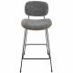 Chaise de Comptoir Olympia Signature Assise Haute de Table Siège de Bar en Bois Acier Noir et Tissu Gris 48,5x51x94,5cm