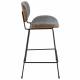 Chaise de Comptoir Olympia Signature Assise Haute de Table Siège de Bar en Bois Acier Noir et Tissu Gris 48,5x51x94,5cm