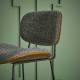 Chaise de Comptoir Olympia Signature Assise Haute de Table Siège de Bar en Bois Acier Noir et Tissu Gris 48,5x51x94,5cm