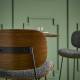 Chaise de Comptoir Olympia Signature Assise Haute de Table Siège de Bar en Bois Acier Noir et Tissu Gris 48,5x51x94,5cm