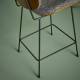 Chaise de Comptoir Olympia Signature Assise Haute de Table Siège de Bar en Bois Acier Noir et Tissu Gris 48,5x51x94,5cm