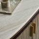 Comptoir Buren Signature Ilot Ovale en Manguier, Acier et Marbre Bar Central 50x104x120cm