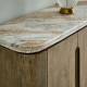 Buffet Buren Signature Ilot Ovale en Manguier, Acier et Marbre Bahut de Rangement 43x80x162cm