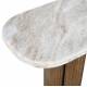Console Buren Signature Desserte Ovale en Marbre et Manguier Table d'Appoint Pieds Nervurés 38x77x165cm