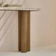 Console Buren Signature Desserte Ovale en Marbre et Manguier Table d'Appoint Pieds Nervurés 38x77x165cm