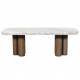 Tables Basse Buren Signature Desserte Rectangulaire en Marbre et Manguier Table d'Appoint Pieds Nervurés 41,5x50x120cm