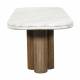 Tables Basse Buren Signature Desserte Rectangulaire en Marbre et Manguier Table d'Appoint Pieds Nervurés 41,5x50x120cm