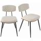 Lot de Deux Chaises Babette Signature Duo d'Assises de Repas en Acier Noir, Placage Noyer et Tissu Ecru Design 44,5x52,5x78,5cm