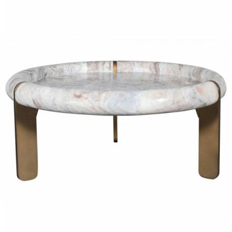 Table de Salon Prosper Signature Table Basse Ronde en Marbre et Acier Mobilier de Salon Design 45x80x80cm