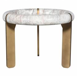 Table de Salon Prosper Signature Table Basse Ronde en Marbre et Acier Mobilier de Salon Design 35x60x60cm
