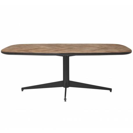 Table de Repas Bernard Signature Table a Manger en Acier et Teck Recyclé Mobilier de Séjour 8/10 Personnes 76x100x220cm
