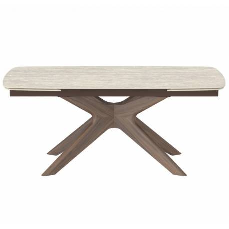 Table Extensible Tivoli Signature Table de Repas Rectangulaire en Céramique et Bois Mobilier à Rallonges 76x90x180-260cm
