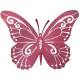 Plaque Décorative Papillon Murale Décoration en Acier Coloré Rose à Fixer ou à Poser Plaque Ajourée 0,1x27x36cm