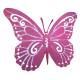 Plaque Décorative Papillon Murale Décoration en Acier Coloré Rose à Fixer ou à Poser Plaque Ajourée 0,1x27x36cm
