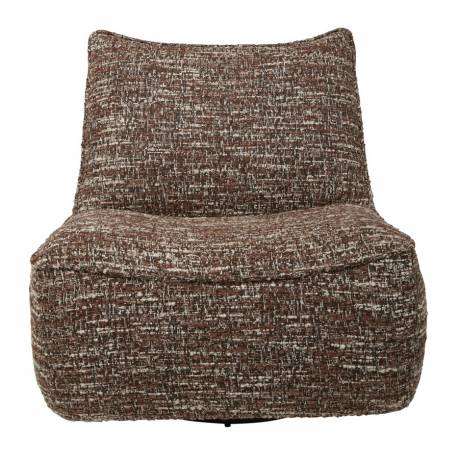 Fauteuil Luke Signature Assise Pivotante en Acier et Tissu Chiné Marron Sofa 1 Place 85x85x91cm