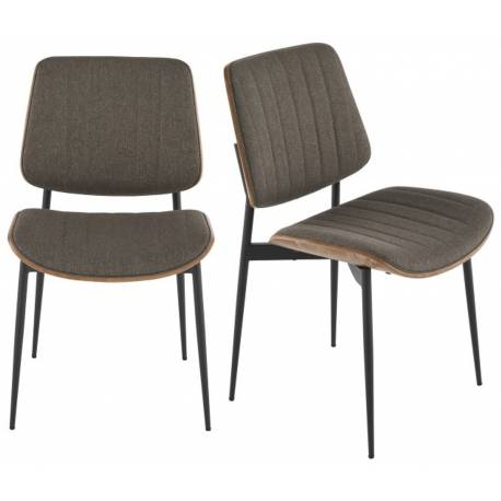 Lot de 2 Chaises Giselle Taupe Signature Assises de Table Sièges en Bois Acier et Tissu 48,5x56x82,5cm