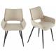 Lot de 2 Chaises de Table Hortense Beige Signature Design Tendance Assises de Table en Acier Bois et Tissu 54x58x81cm