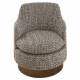 Fauteuil Sinclair Tweed Signature Assise Pivotante en Acier et Tissu Chiné Marron Sofa 1 Place 75x75x75cm