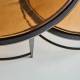 Duo de Tables Igloo Signature Tables de Salon Gigognes en Acier et Verre Fumé 46x86x86cm