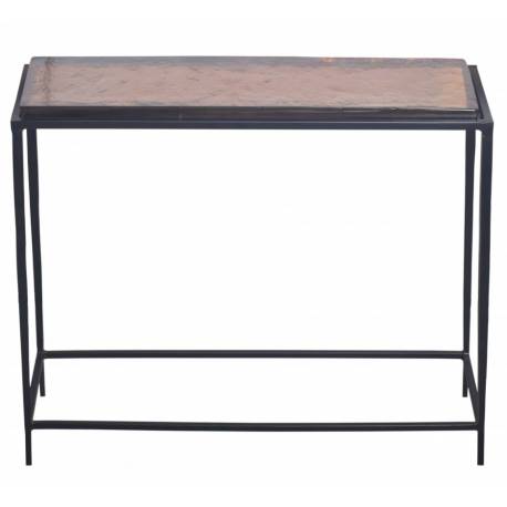 Console Igloo Signature Sellette en Acier et Verre Fumé Table d'Appoint 28x65x80cm