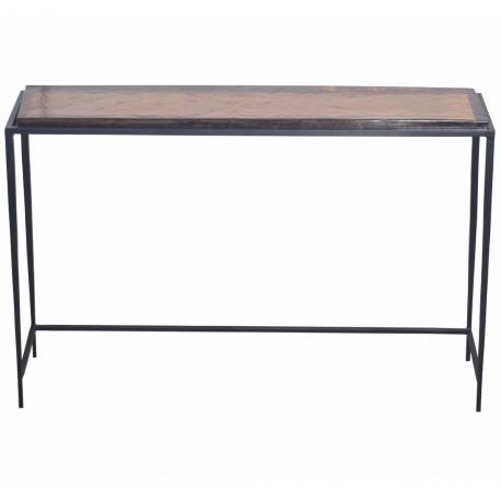 Grande Console Igloo Signature Sellette en Acier et Verre Fumé Table d'Appoint 30x70x110cm
