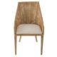 Chaise Julie Signature Assise en Rotin et Coussin en Tissu Ecru Fauteuil Bohème 56x58x88cm