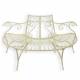 Banc Demi Tour d'Arbre Banquette Demi Lune Siège de Jardin en Métal Blanc 75,5x81,7x146cm