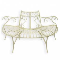 Banc Demi Tour d'Arbre Banquette Demi Lune Siège de Jardin en Acier Blanc 75,5x81,7x146cm