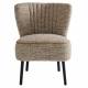 Fauteuil Chauffeuse Gina Caramel Signature Vintage Siège de Salon en Tissu Passepoil Velours et Bois 61x72x74cm