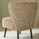 Fauteuil Chauffeuse Gina Caramel Signature Vintage Siège de Salon en Tissu Passepoil Velours et Bois 61x72x74cm