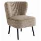 Fauteuil Chauffeuse Gina Caramel Signature Vintage Siège de Salon en Tissu Passepoil Velours et Bois 61x72x74cm