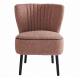 Fauteuil Chauffeuse Gina Rose Signature Vintage Siège de Salon en Tissu Passepoil Velours et Bois 61x72x74cm
