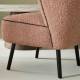 Fauteuil Chauffeuse Gina Rose Signature Vintage Siège de Salon en Tissu Passepoil Velours et Bois 61x72x74cm