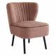 Fauteuil Chauffeuse Gina Rose Signature Vintage Siège de Salon en Tissu Passepoil Velours et Bois 61x72x74cm