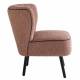 Fauteuil Chauffeuse Gina Rose Signature Vintage Siège de Salon en Tissu Passepoil Velours et Bois 61x72x74cm