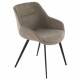 Lot de 2 Fauteuils Bridge Colombe Taupe Signature Sièges de Table de Salle à Manger en Acier et Tissu 64x68x79cm