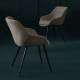 Lot de 2 Fauteuils Bridge Colombe Taupe Signature Sièges de Table de Salle à Manger en Acier et Tissu 64x68x79cm