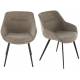 Lot de 2 Fauteuils Bridge Colombe Taupe Signature Sièges de Table de Salle à Manger en Acier et Tissu 64x68x79cm