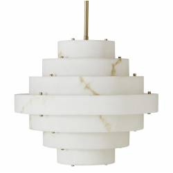 Suspension SARA Signature Luminaire en Acier et Faux Albâtre Lustre Art-déco 45x50x50cm