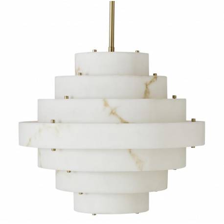 Suspension SARA Signature Luminaire en Acier et Faux Albâtre Lustre Art-déco 45x50x50cm