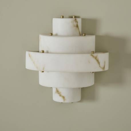 Applique SARA Signature Luminaire en Métal et Faux Albâtre Eclairage Mural Art-Déco 15x30x32cm